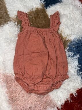 Rust Ruffle-Strap Baby One-Piece Romper